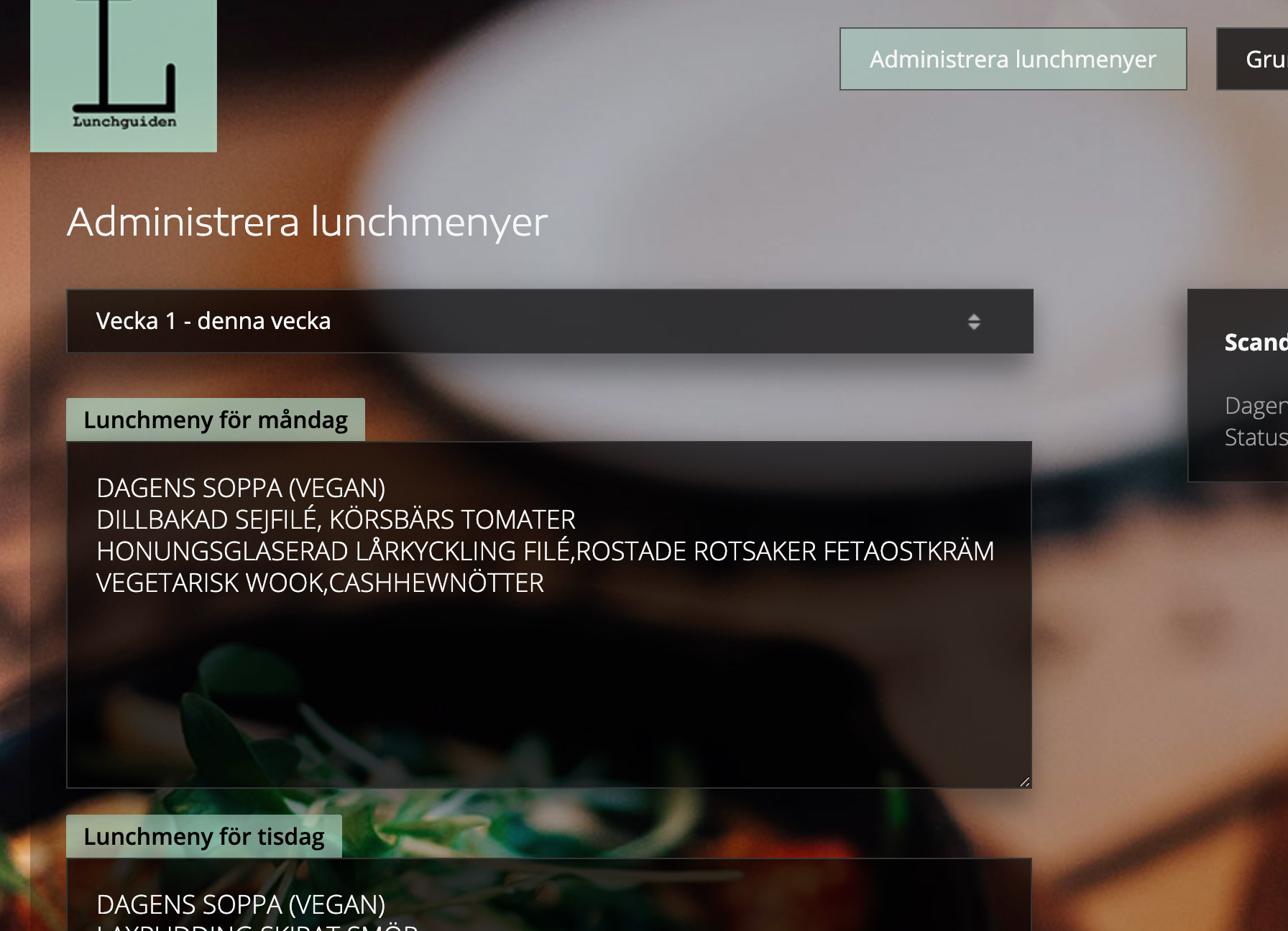 Lätt uppdatering för restauranger i vår administrationspanel